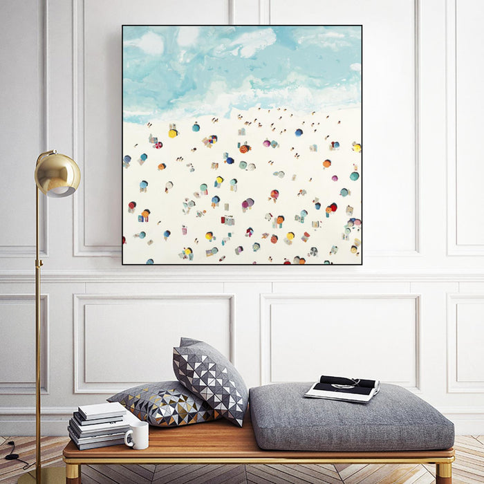 \"Beach Days\" Canvas Framed Black 20x20 Wall Art