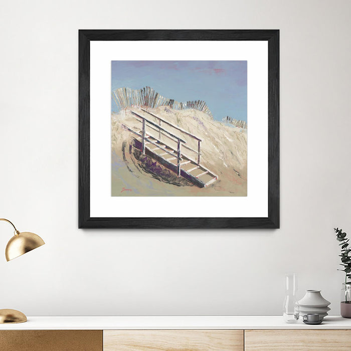 \"Beach Access\" Matted and Framed Black 36x36 Wall Art