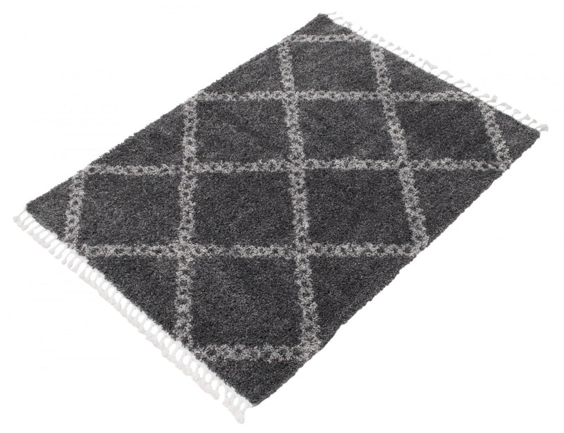 Helma Stark Dark Grey Shag 6'7\" X 9'6\" Area Rug