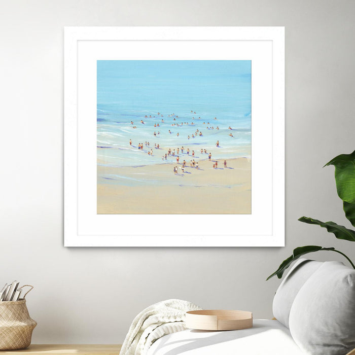 \"Beach Day I\" Matted and Framed White 36x36 Wall Art