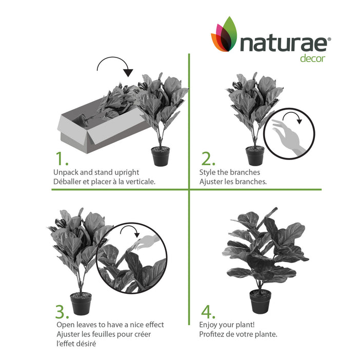 Artificial 27\" Fiddle Leaf In Black Pot