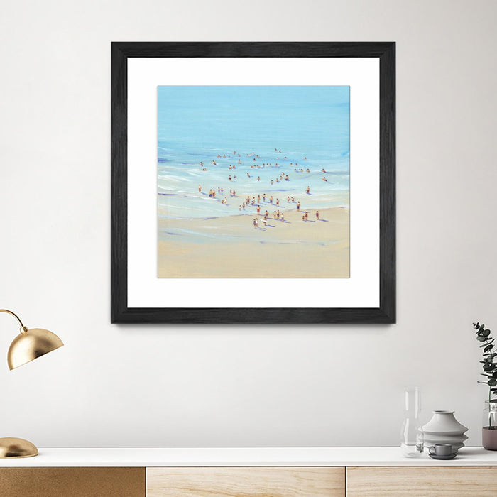 \"Beach Day I\" Matted and Framed Black 30x30 Wall Art