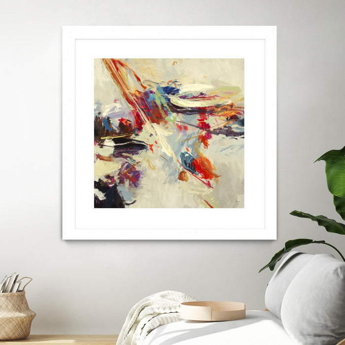 \"Positive Energy I\" Matted and Framed White 30x30 Wall Art
