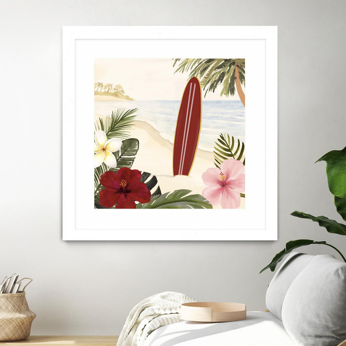 \"Aloha Ii\" Matted and Framed White 30x30 Wall Art