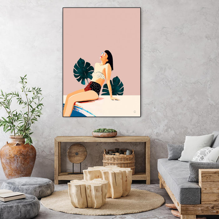 \"Sunday\" Canvas Framed Black 30x40 Wall Art
