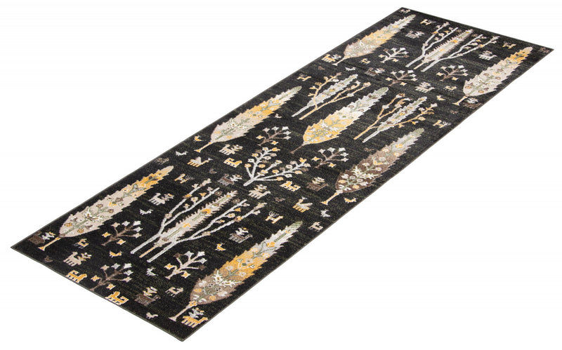 Pine Black Machine Washable Area Rug - 2'6\" x 8'0\"