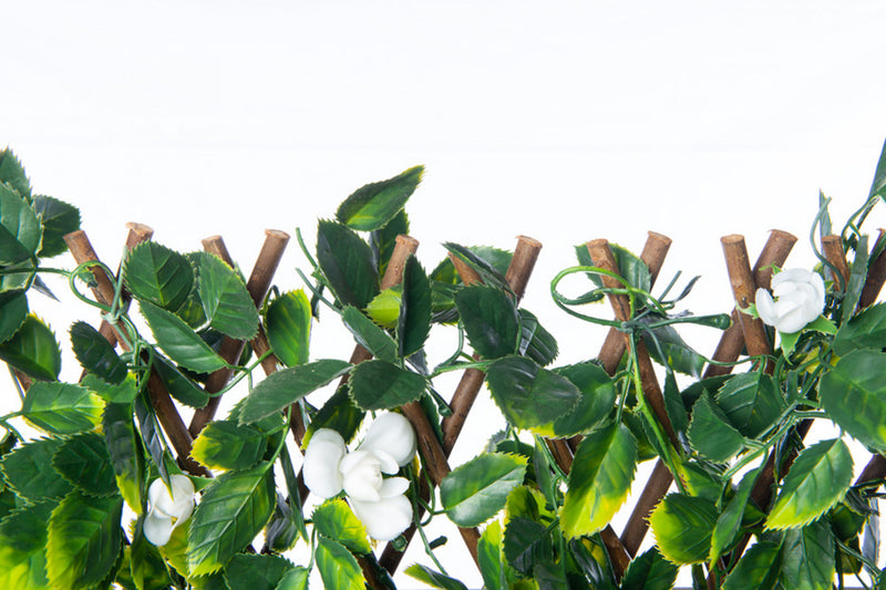 Artificial Willow Expandable Trellis 36\"x 72\" White Rose Leaves