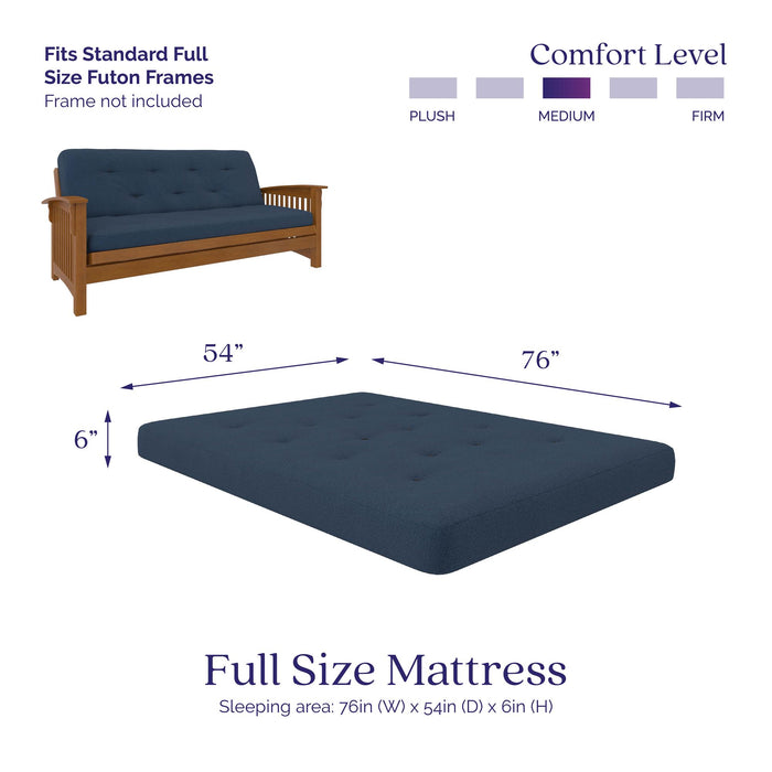Signature Sleep Braga Full Bonnell Coil Futon Mattress - Blue