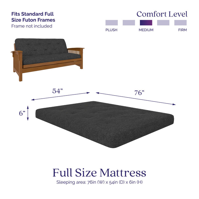 Signature Sleep Braga Full Bonnell Coil Futon Mattress - Dark Grey