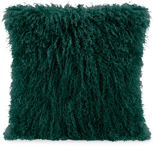 Mongolian Sheepskin Accent Pillow - Green
