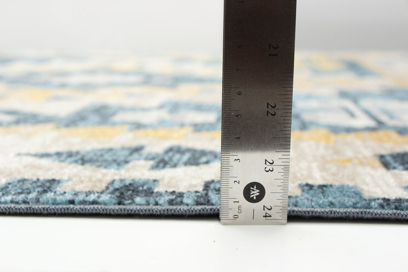 Mosaic Taupe/Blue Machine Washable Area Rug - 5'0\" x 7'0\"