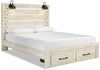 Abby Storage Bed with LED Light & USB Ports, White - King Size