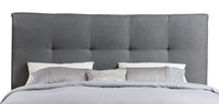 Asha Upholstered Headboard in Grey Fabric, Tufted - King Size 