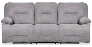 Beau Faux Suede Power Reclining Sofa - Grey