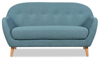 Calla Linen-Look Fabric Loveseat - Blue 