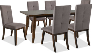 Chelsea 7pc Dining Set with Table & 6 Brown Chairs, 60