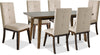 Chelsea 7pc Dining Set with Table & 6 Taupe Chairs, 60