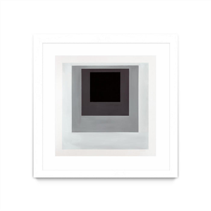 \"Inside Box Thinker\" Matted and Framed White 36x36 Wall Art