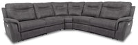 Floy 5-Piece Faux Suede Power Reclining Sectional with Power Headrests and USB Port - Grey 