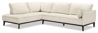 Cindy Crawford Home Gena 2-Piece Left-Facing Linen-Look Fabric Sectional with Wood Legs - Cotton White 