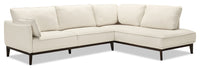 Cindy Crawford Home Gena 2-Piece Right-Facing Linen-Look Fabric Sectional with Wood Legs - Cotton White 