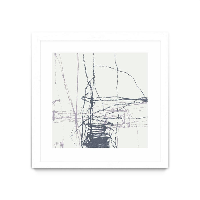 \"Chalk Doodles G\" Matted and Framed White 36x36 Wall Art