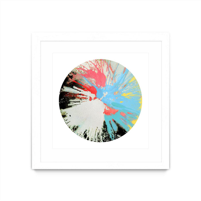 \"Spin Art 10\" Matted and Framed White 30x30 Wall Art