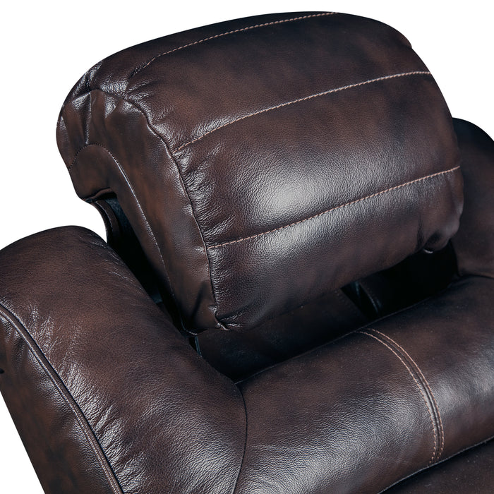 Hugo 5-Piece Genuine Leather Home Theatre Power Reclining Sectional with Storage Arms and Cupholders - Brown