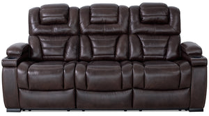 Hugo Genuine Leather Power Reclining Sofa - Brown