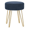 Blue Fabric and Gold Ottoman