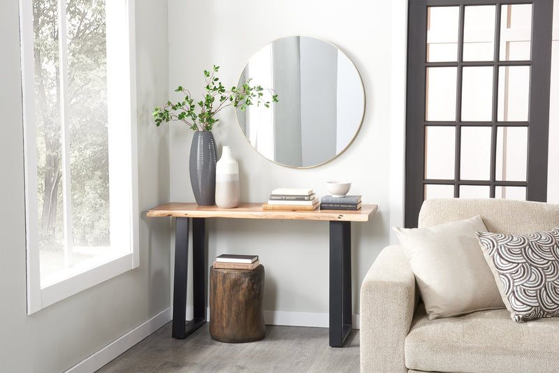 Agra 51\" Rustic Sofa Table - Brown and Black with Iron Legs