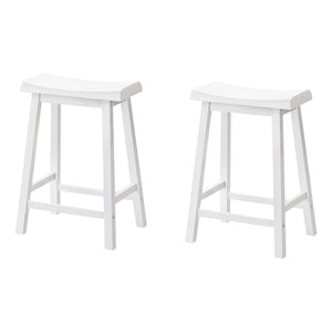 White Saddle Seat Bar Stool - Set of 2