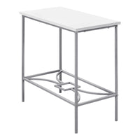 White Silver Narrow Metal Side Table