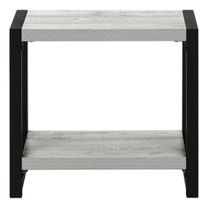 Grey Black Metal 2-Tier Narrow Accent Table