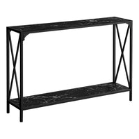 Black Marble-look Black Metal Console Table