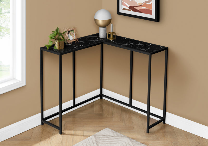 Black Marble-look Black Console Table