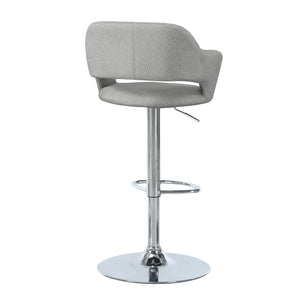 Grey Fabric Chrome Metal Hydraulic Lift Bar Stool