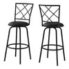 Swivel Black Leather-Look Seat Bar Stool - Set of 2