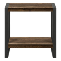 Brown Reclaimed Wood-look Black Metal Side Table
