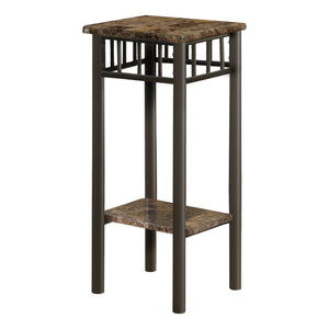 Espresso Marble Bronze Metal Accent Table