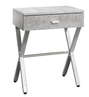 Grey Cement Chrome Metal Accent Table