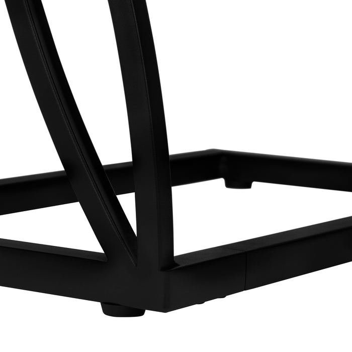 Grey Stone-look Black Metal Accent Table