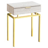 Beige Marble Gold Metal Accent Table