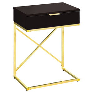 Espresso Gold Metal Accent Table