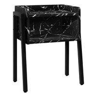 Black Marble-look Black Metal Side Table