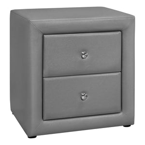 Grey Leather-look Bedroom Nightstand