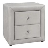 Light Grey Velvet Bedroom Nightstand