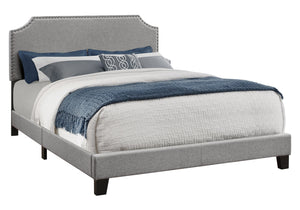 Queen Size Grey Linen with Chrome Trim Bed