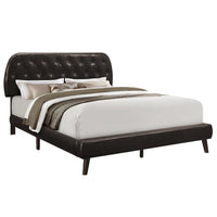 Queen Size Brown Leather-look With Wood Legs Bed