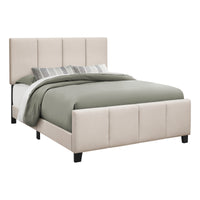 Queen Size Beige Linen-look Bed